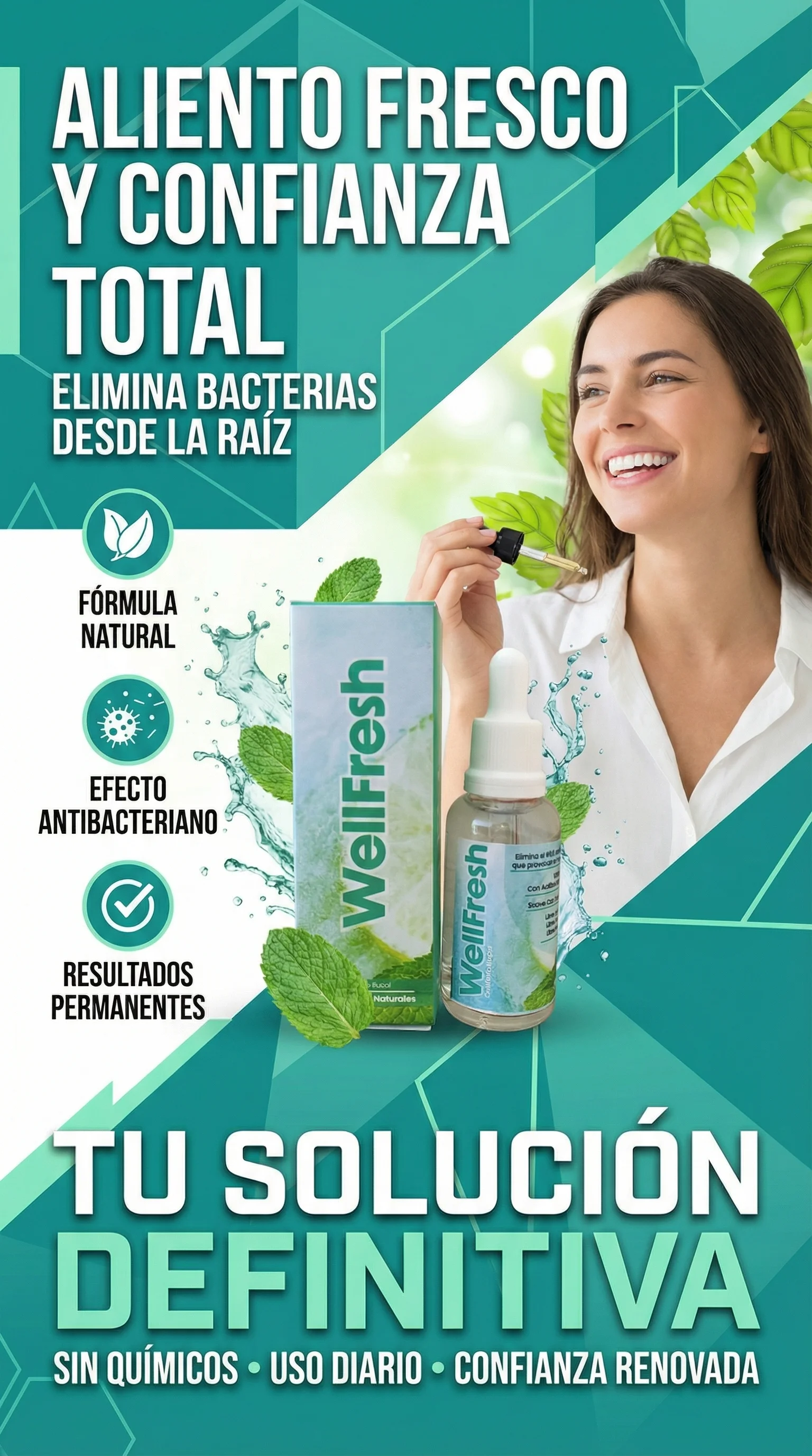 WellFresh — Aliento fresco y confianza total. Elimina bacterias desde la raíz.